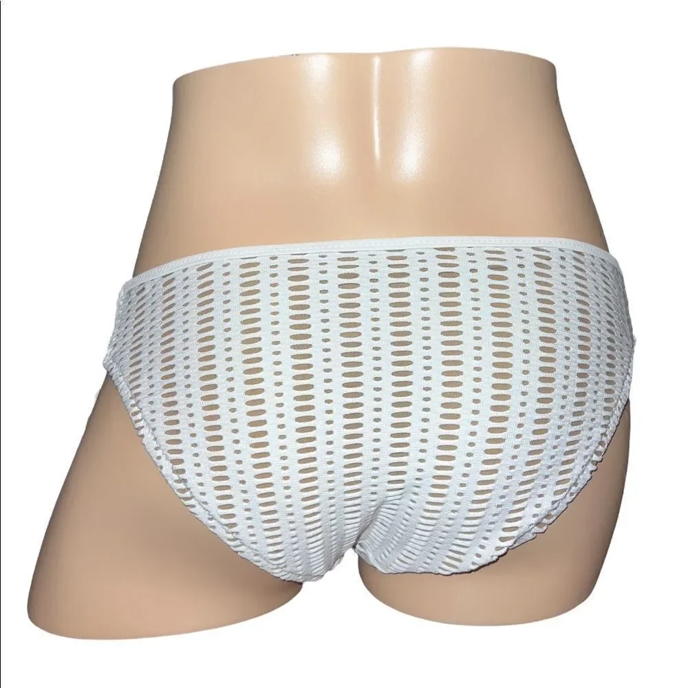 Bar III Ivory Crochet Side-Tab Hipster Bikini Swim Bottoms Extra Small NWT